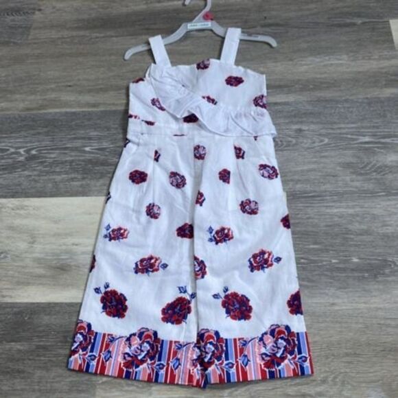 Janie & Jack Girls White Floral Jumpsuit with Ruffle Detail Size 18-24 MO. Girls - Picture 1 of 6